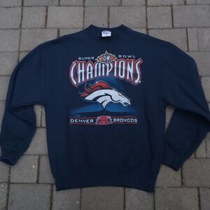 Vintage 1999 Denver Broncos Super Bowl XXXII Champions Sweatshirt Pro Player LG